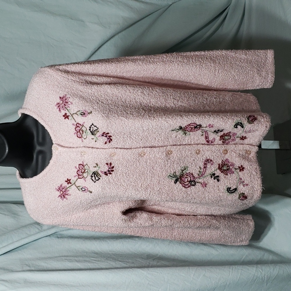 Napa Valley Embroidered Beaded Detail Floral Button Up Cardigan Size Small